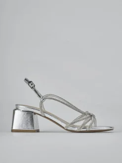 Sandali tacco 5cm pelle argento