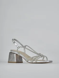 Sandali tacco 5cm pelle argento