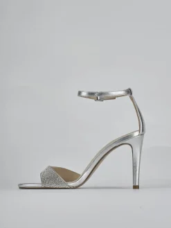 Sandali tacco 8cm pelle argento