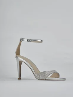 Sandali tacco 8cm pelle argento