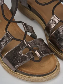 Sandali tacco 1cm pelle argento