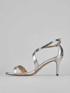 Sandali tacco 7cm pelle argento