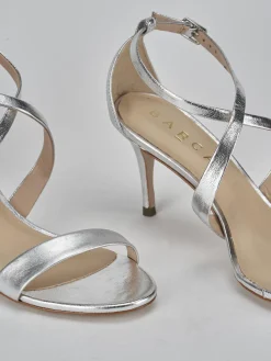 Sandali tacco 7cm pelle argento