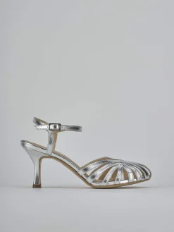Sandali tacco 6cm pelle argento