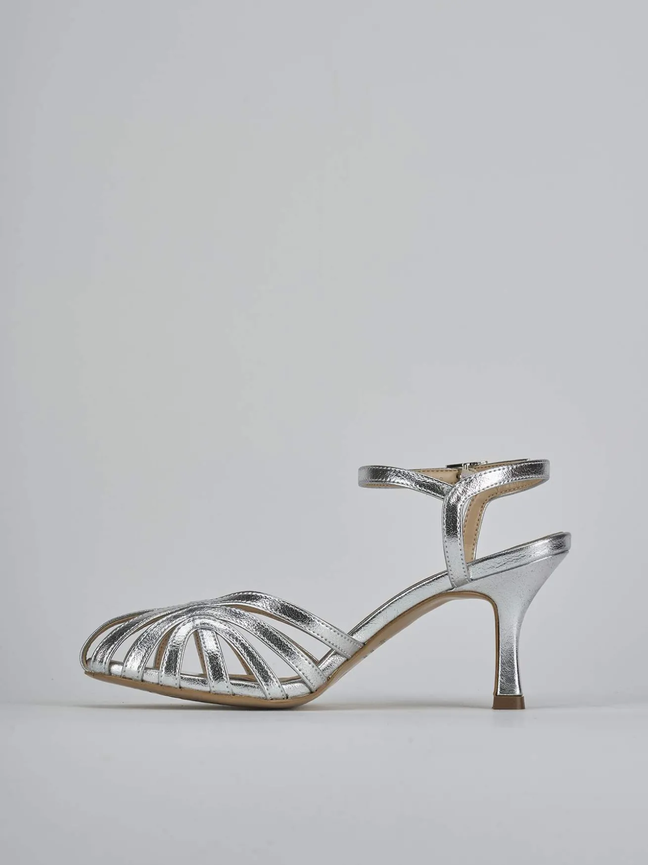 Sandali tacco 6cm pelle argento