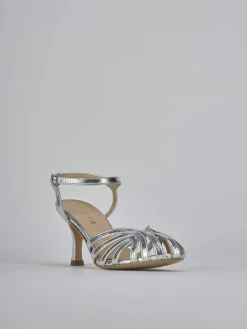 Sandali tacco 6cm pelle argento