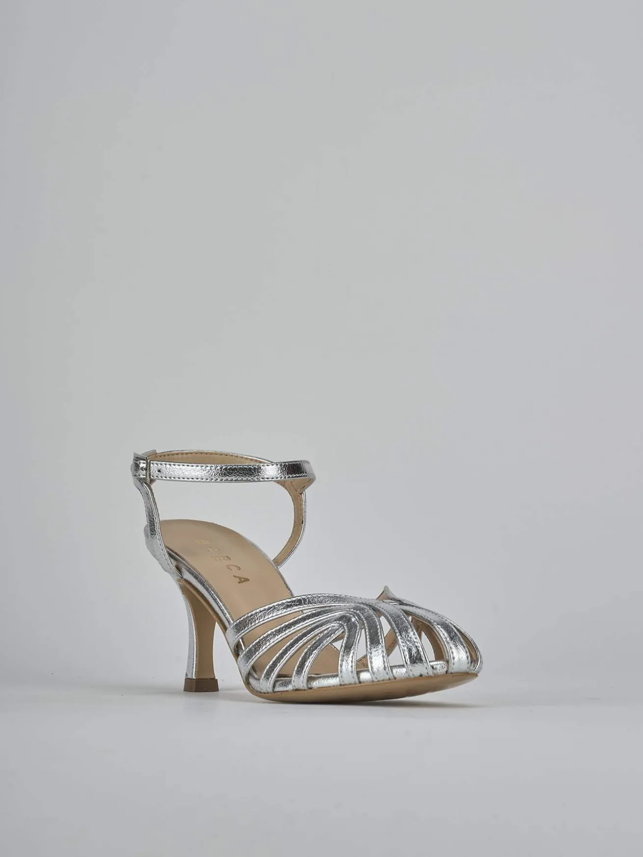 Sandali tacco 6cm pelle argento