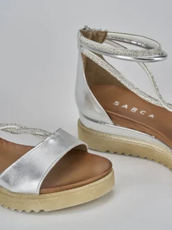 Sandali tacco 3cm pelle argento