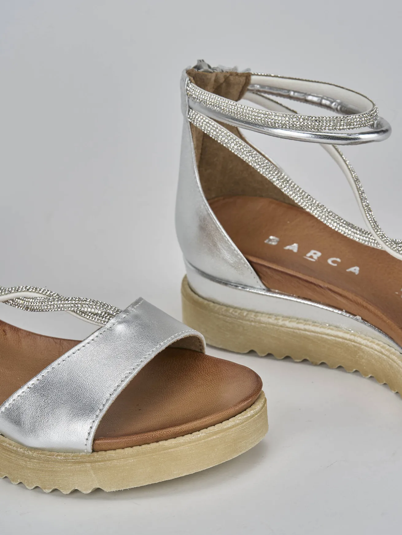 Sandali tacco 3cm pelle argento