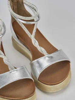 Sandali tacco 3cm pelle argento