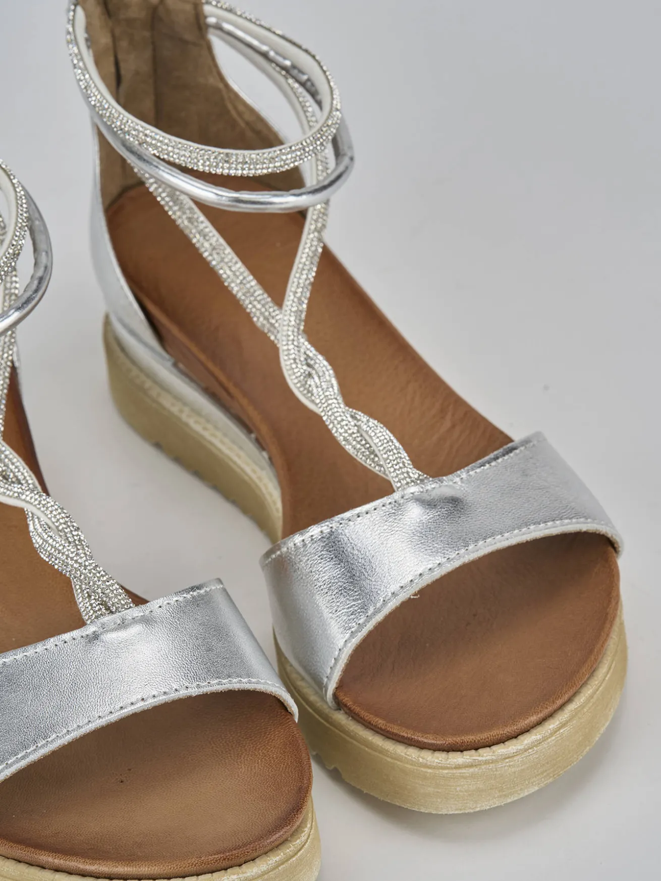 Sandali tacco 3cm pelle argento