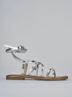 Sandali tacco 1cm pelle argento