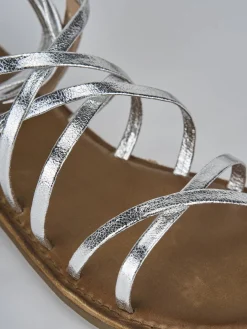 Sandali tacco 1cm pelle argento