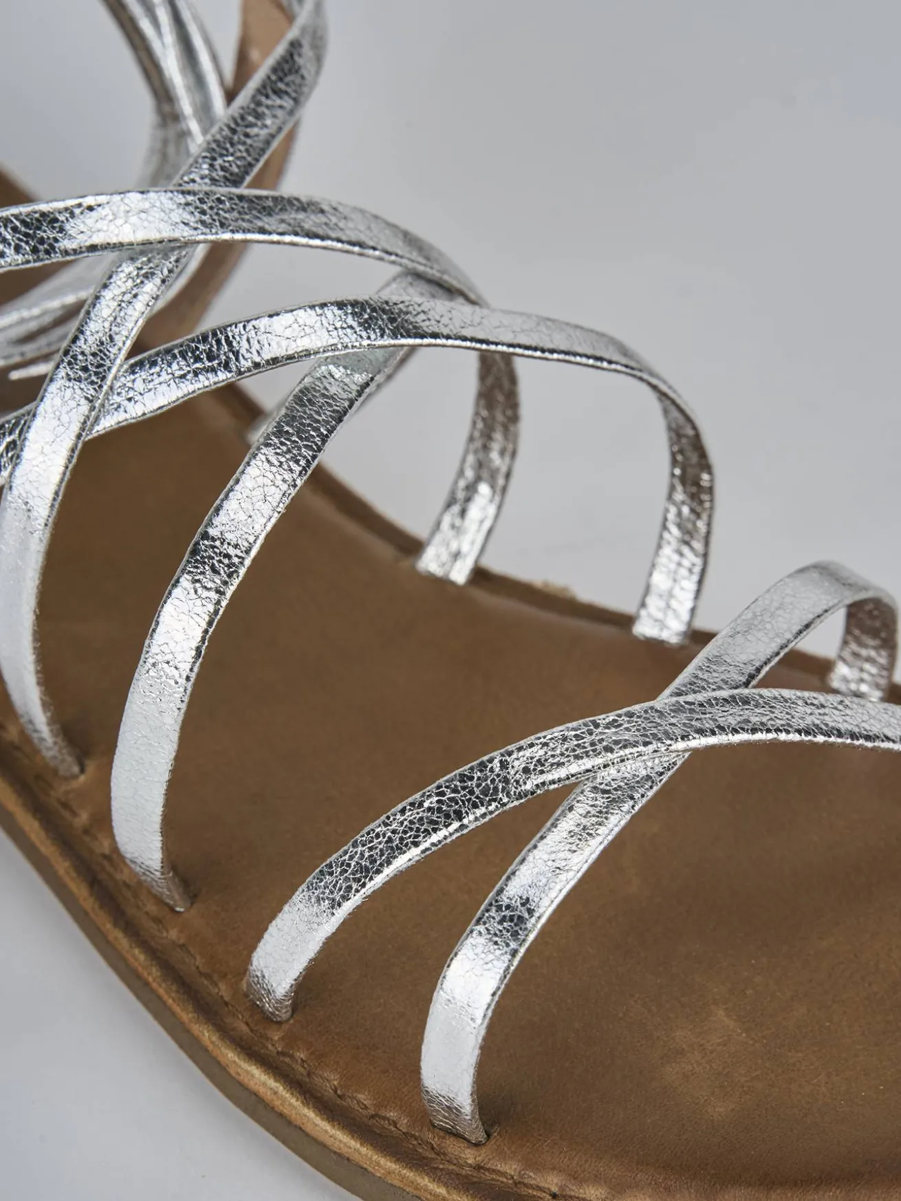 Sandali tacco 1cm pelle argento