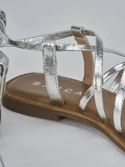 Sandali tacco 1cm pelle argento