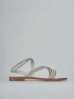 Sandali tacco 1cm pelle argento