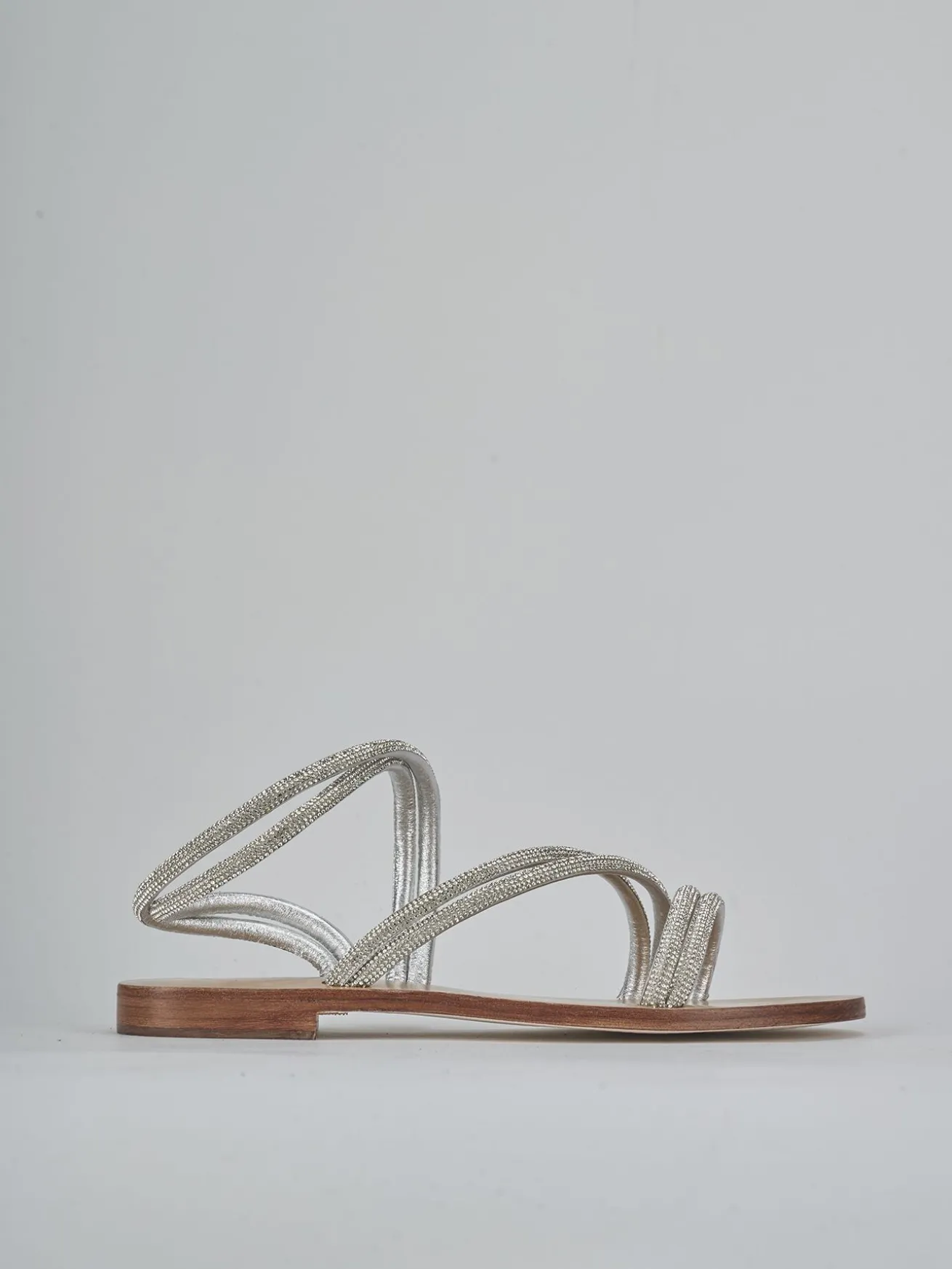 Sandali tacco 1cm pelle argento