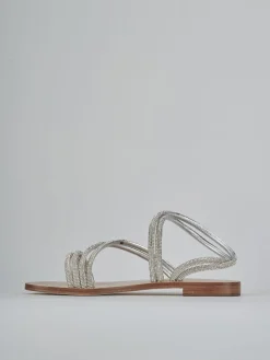 Sandali tacco 1cm pelle argento