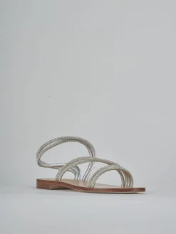 Sandali tacco 1cm pelle argento