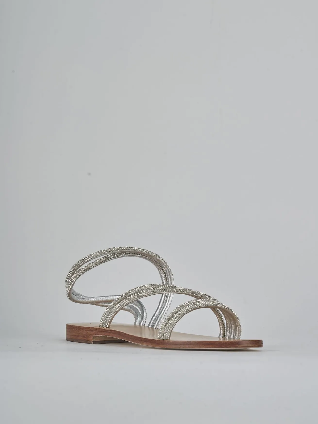 Sandali tacco 1cm pelle argento