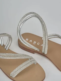 Sandali tacco 1cm pelle argento