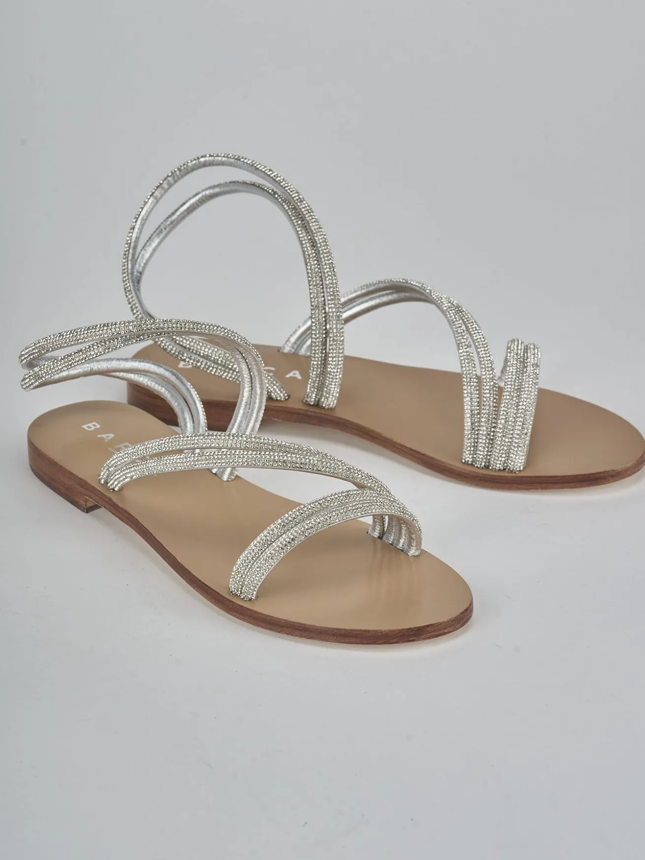 Sandali tacco 1cm pelle argento