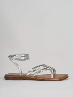 Sandali tacco 1cm pelle argento