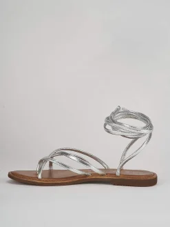 Sandali tacco 1cm pelle argento