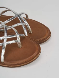 Sandali tacco 1cm pelle argento