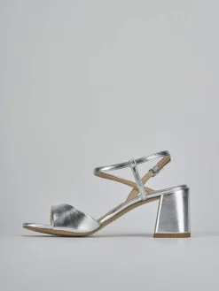 Sandali tacco 9cm pelle argento