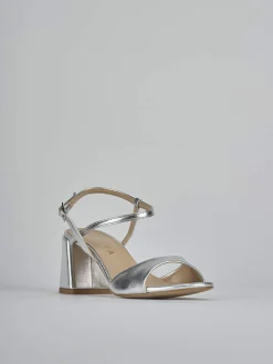 Sandali tacco 9cm pelle argento