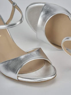 Sandali tacco 9cm pelle argento
