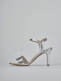 Sandali tacco 7cm pelle argento