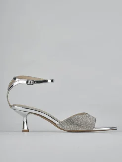 Sandali tacco 6cm pelle argento