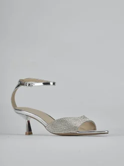 Sandali tacco 6cm pelle argento