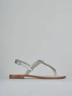 Sandali tacco 1cm pelle argento