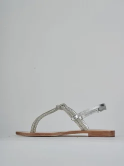 Sandali tacco 1cm pelle argento