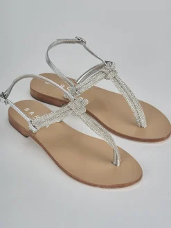 Sandali tacco 1cm pelle argento