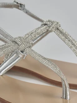 Sandali tacco 1cm pelle argento