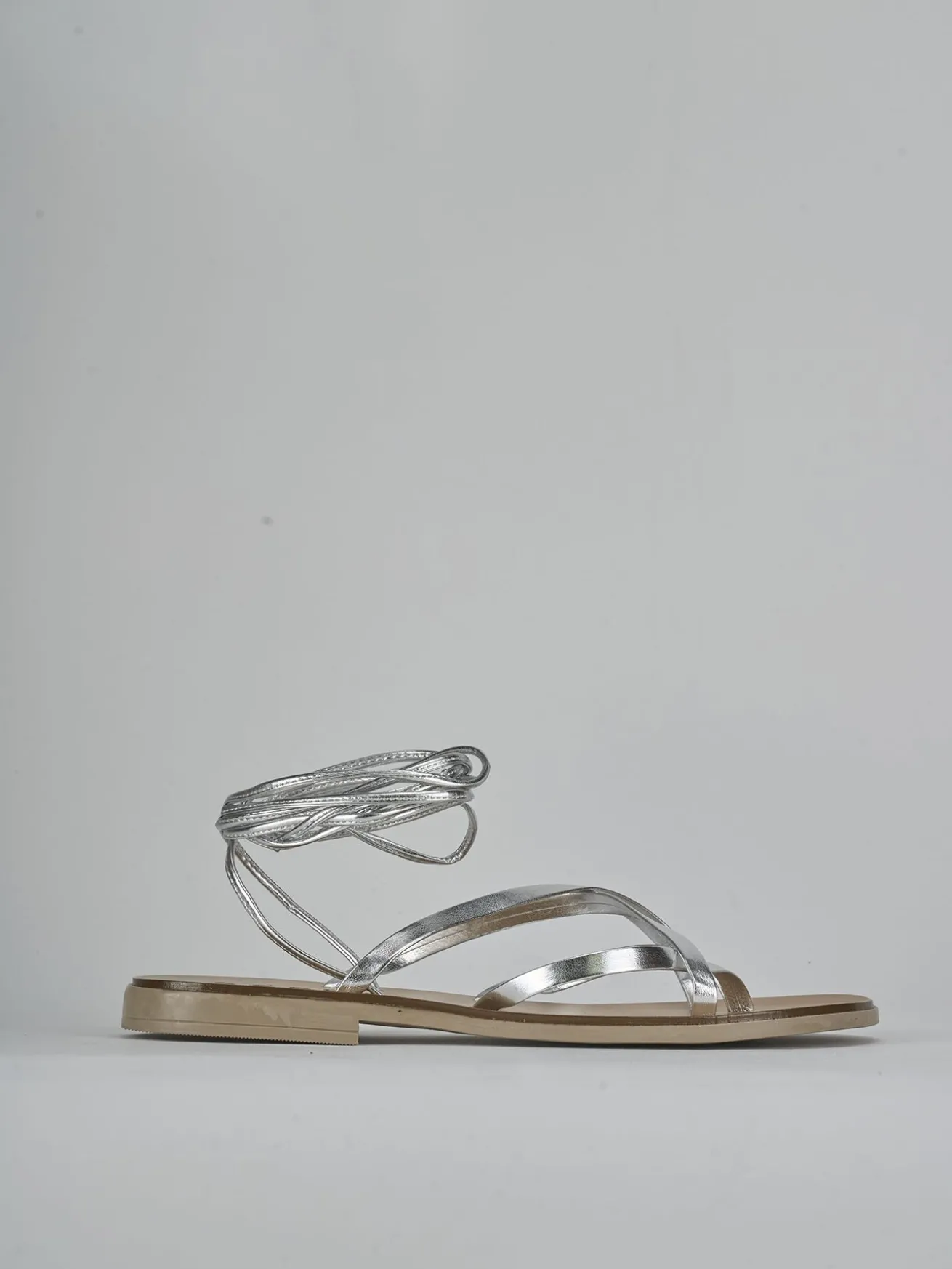 Sandali tacco 1cm pelle argento