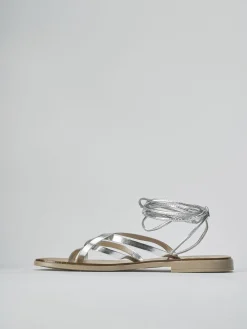 Sandali tacco 1cm pelle argento