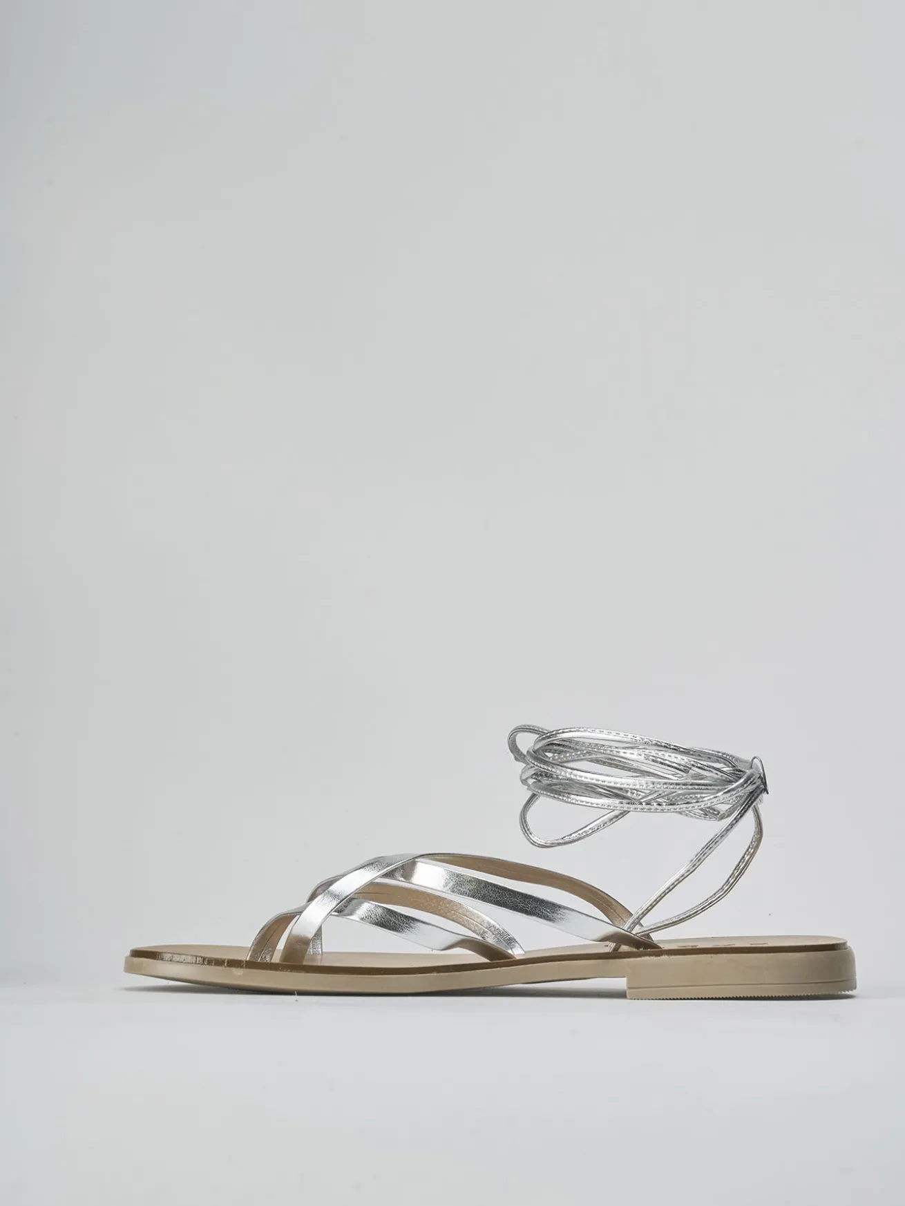 Sandali tacco 1cm pelle argento