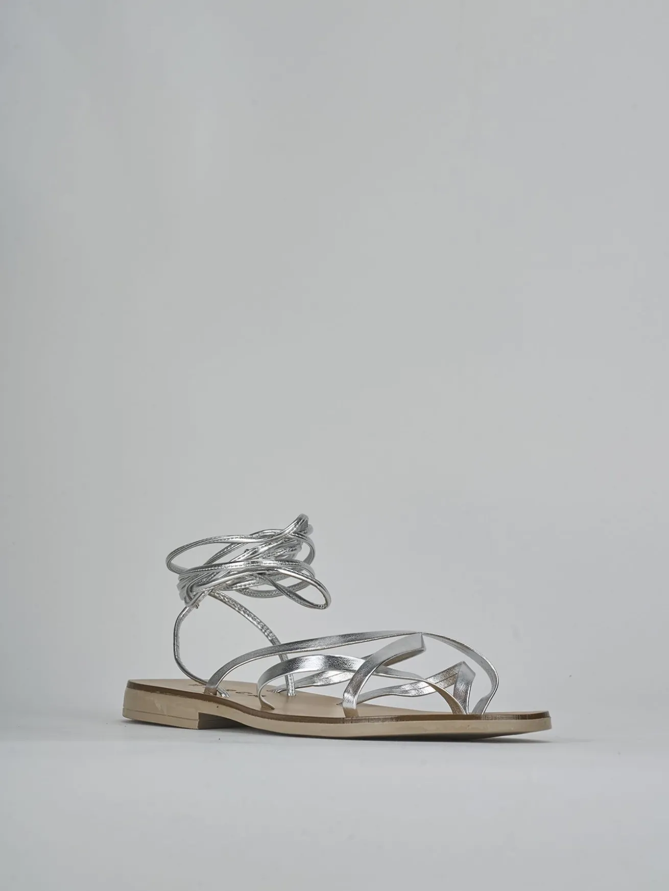 Sandali tacco 1cm pelle argento