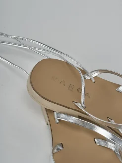 Sandali tacco 1cm pelle argento