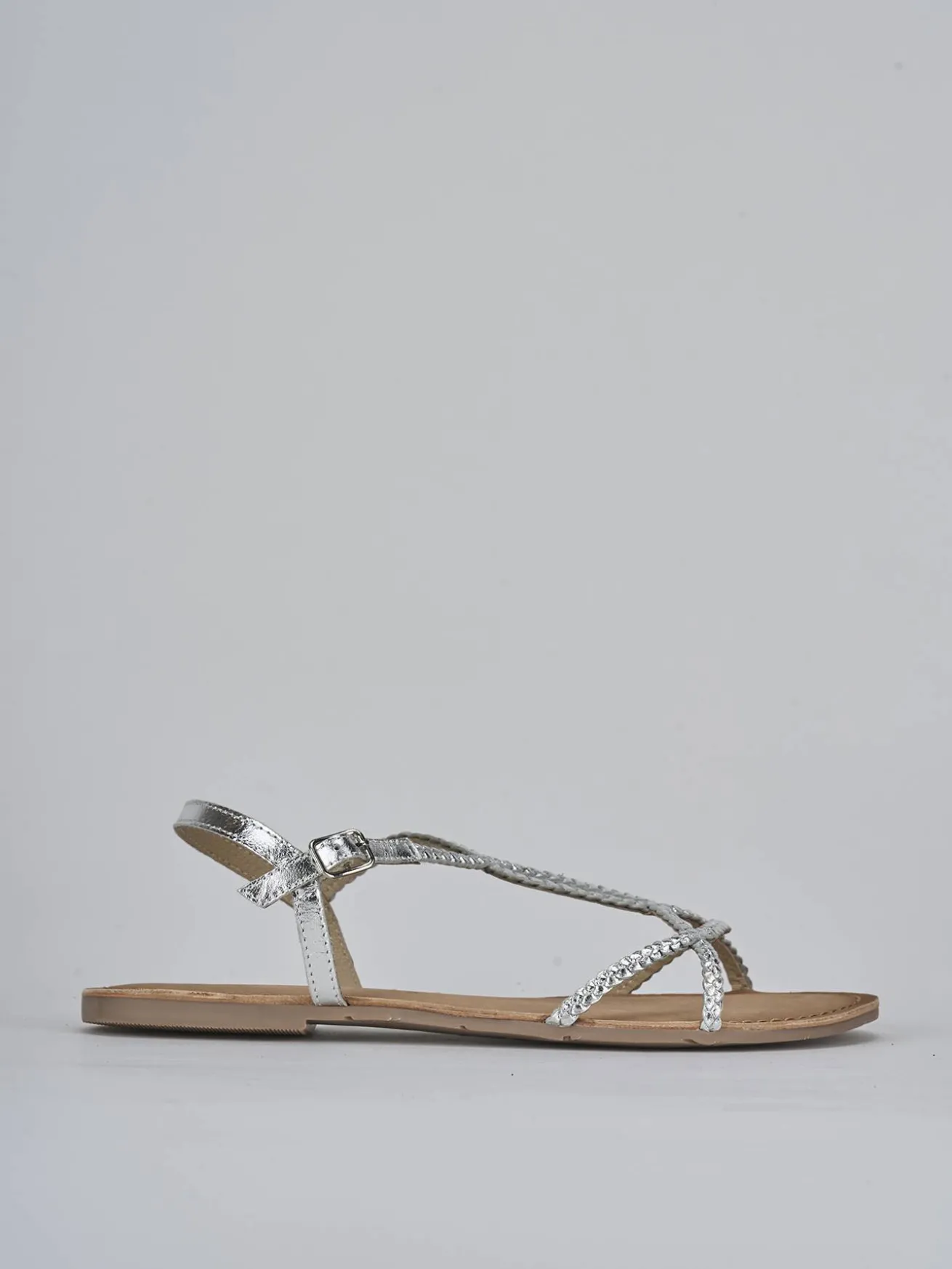 Sandali tacco 1cm pelle argento