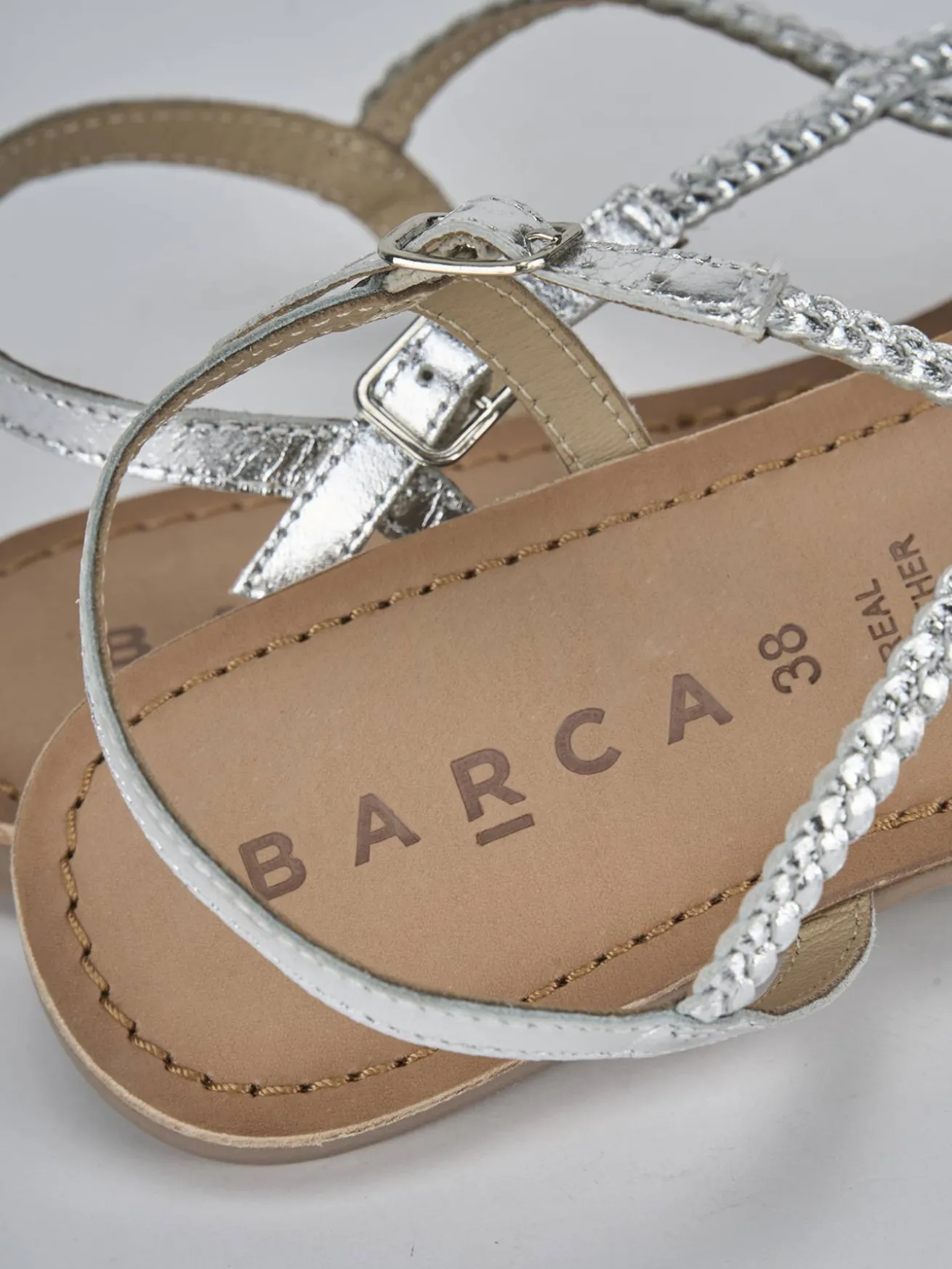 Sandali tacco 1cm pelle argento