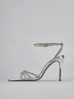 Sandali tacco 9cm pelle argento