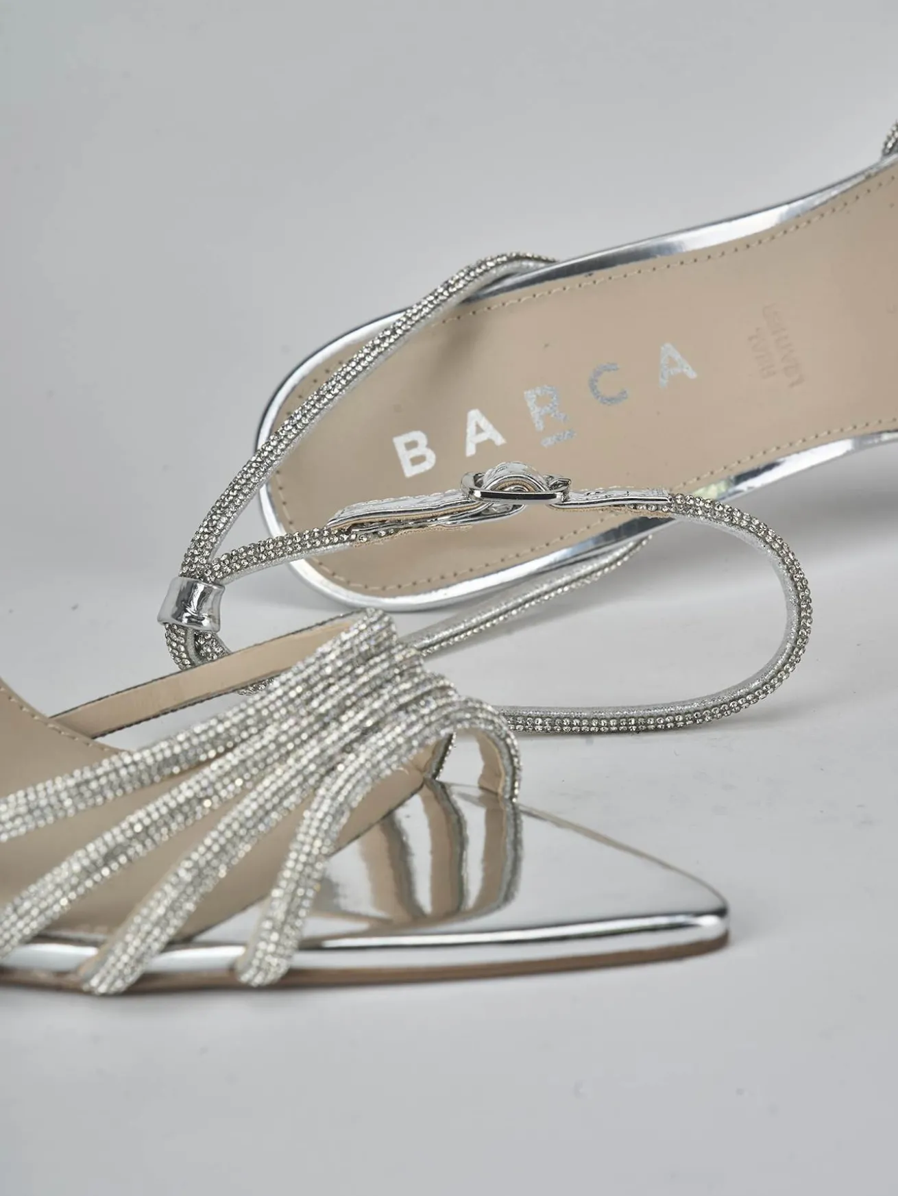 Sandali tacco 9cm pelle argento