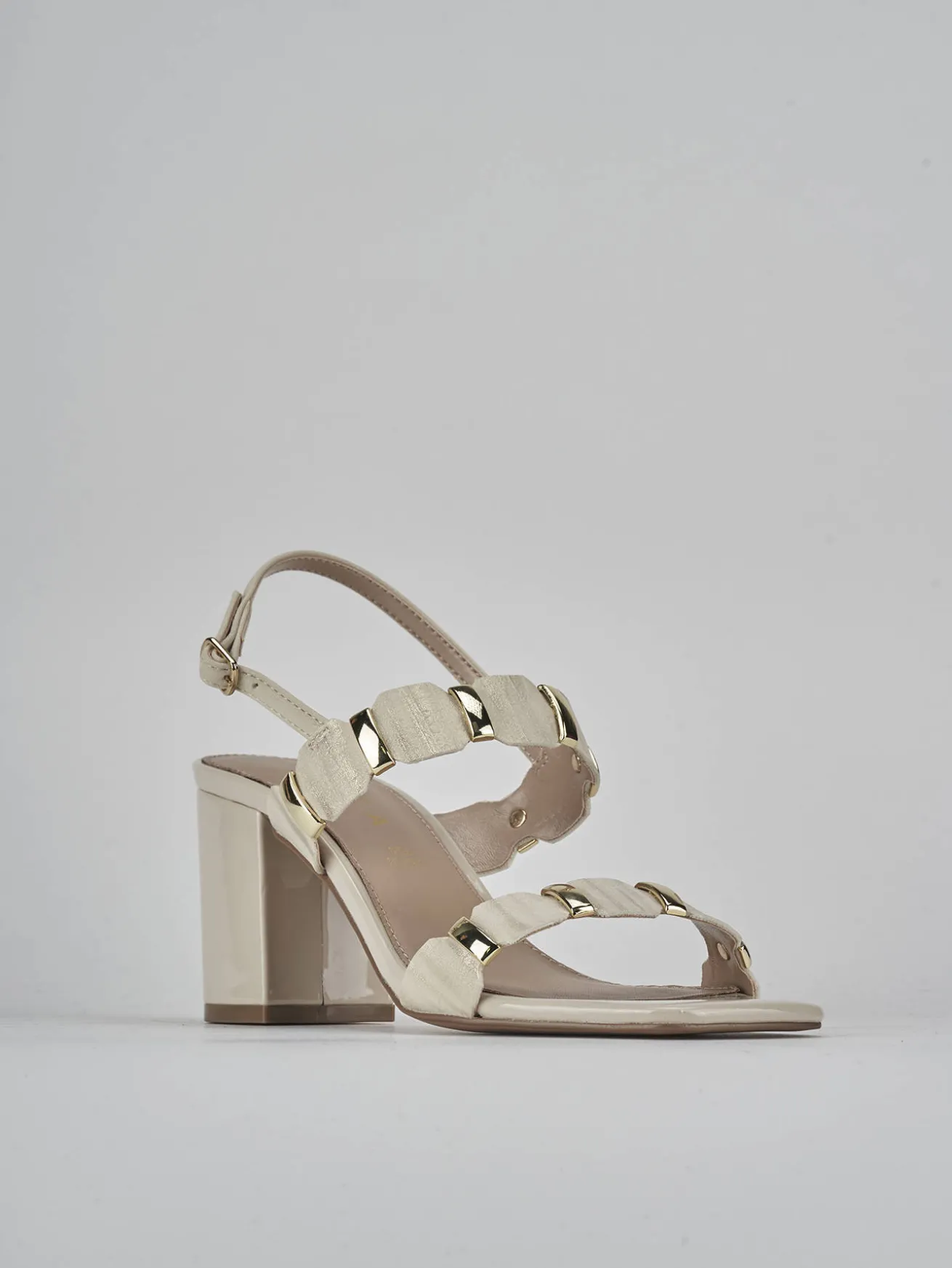 Sandali tacco 8cm pelle beige