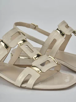 Sandali tacco 1cm pelle beige